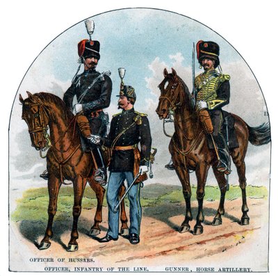 Officer of Hussars, Officer, Infantry of the Line, Gunner, Horse Artillery by Unbekannt