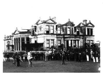 Old Tom Morris Outside the Old Course Clubhouse at St Andrews in Scotland by Unbekannt