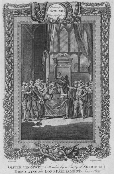 Oliver Cromwell attended by a City of Soldiers dissolving the Long Parliament, 1653 by Unbekannt