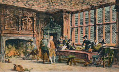 Oliver Cromwell Trying a Prisoner During the Defence of Banbury. The Globe Room of Ye Olde Reine Dee by Unbekannt