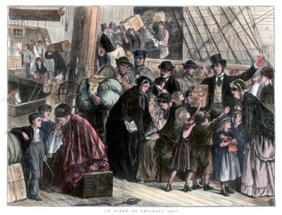On board the emigrant ship by Unbekannt