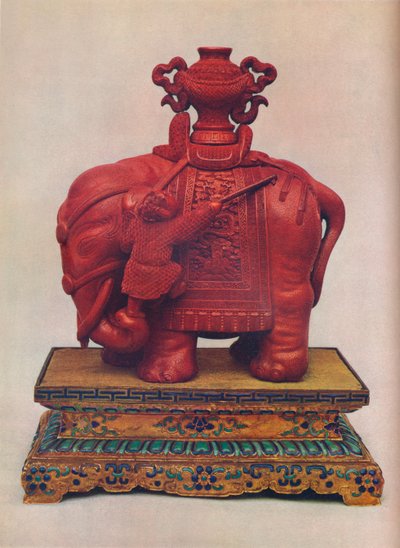 One of a pair of carved red lacquer elephants, Chinese, Qianlong Period, c1765 by Unbekannt