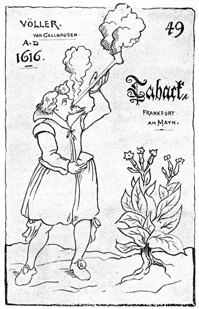 One of the earliest illustrations of smoking by Unbekannt