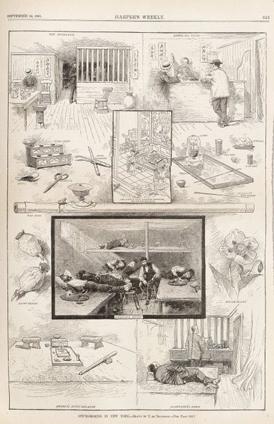 Opium-Smoking in New York, From Harpers Weekly, September 24, 1881 by Unbekannt