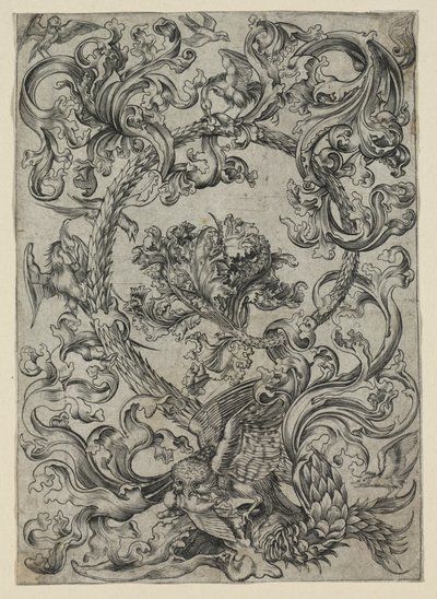 Ornamental Foliage, with an Owl and other Birds, 1400s by Unbekannt