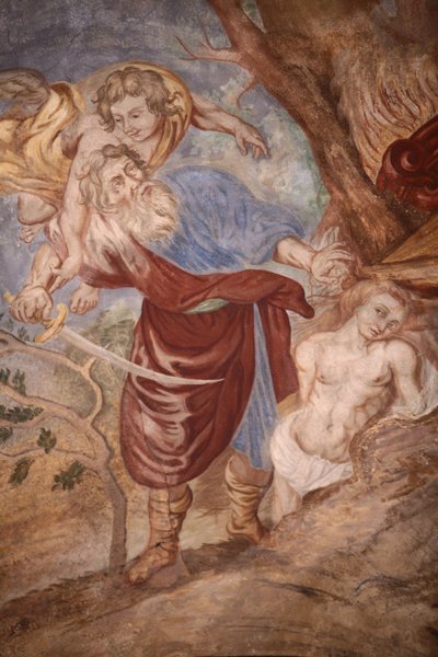 Our Lady of Assumption church. Abraham sacrificing his son, Cordon, France by Unbekannt