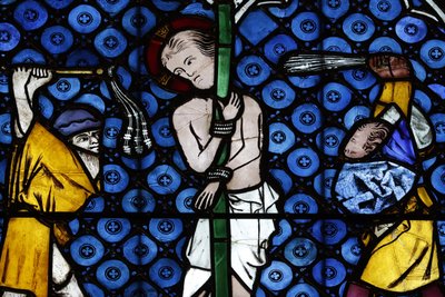Our Lady of Strasbourg Cathedral Stained Glass Window: Christ in His Passion, The Flagellation, 14th Century, Strasbourg, France by Unbekannt