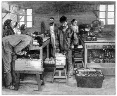 Packing Cartridges into Boxes at Isleten, Near Fluelen, Switzerland by Unbekannt
