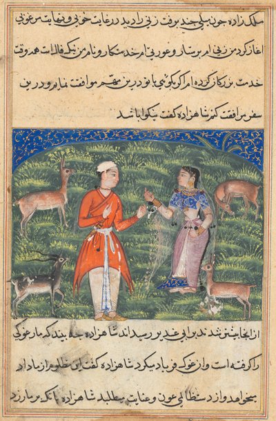Page from Tales of a Parrot Tuti-nama: Eighteenth Night: Nikfal, the Fortune by Unbekannt