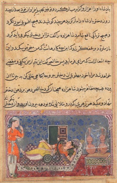 Page from Tales of a Parrot Tuti-nama: Eighteenth Night: Khalis Repays... by Unbekannt