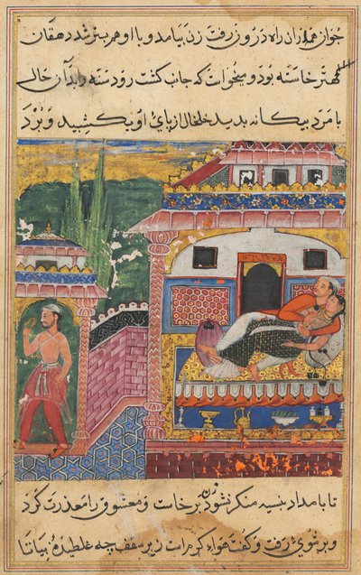 Page from Tales of a Parrot Tuti-nama: Eighth night: The farmer, father of the son by Unbekannt