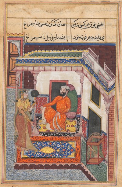 Page from Tales of a Parrot Tuti-nama: Forty-sixth Night: The Parrot Laughs by Unbekannt