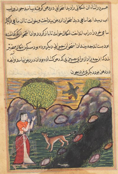 Page from Tales of a Parrot Tuti-nama: Sixteenth night: The daughter-in-law..., c. 1560 by Unbekannt