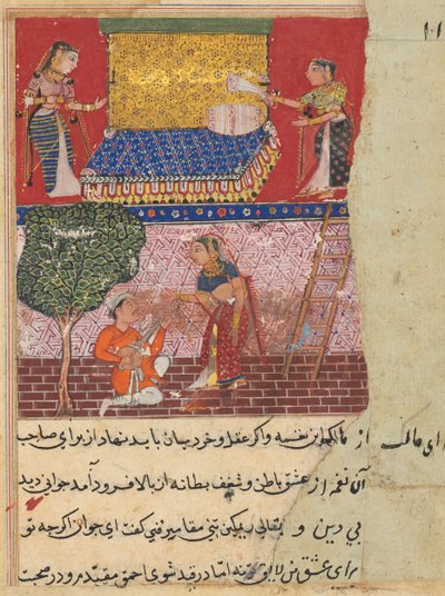 Page from Tales of a Parrot Tuti-nama: Sixteenth night: The daughter-in-law of the king by Unbekannt