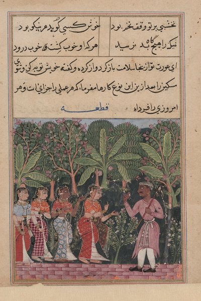 Page from Tales of a Parrot Tuti-nama: Twelfth Night: The Merchant
