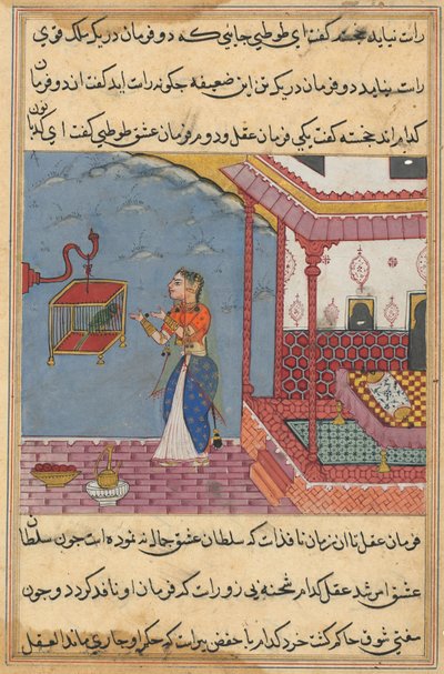 Page from Tales of a Parrot Tuti-nama: Twenty-fourth Night: The Parrot... by Unbekannt