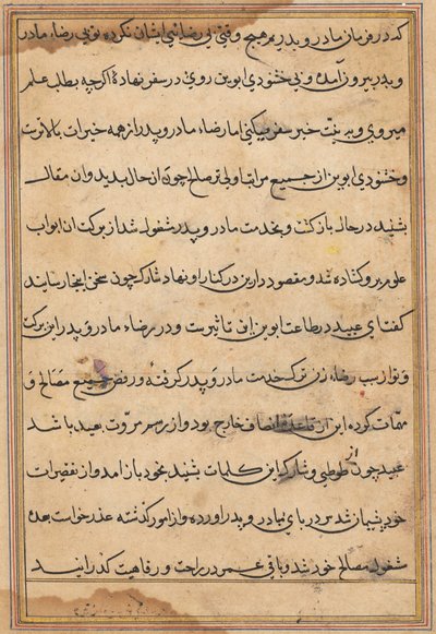 Page from Tales of a Parrot Tuti-nama: text page, c. 1560 by Unbekannt