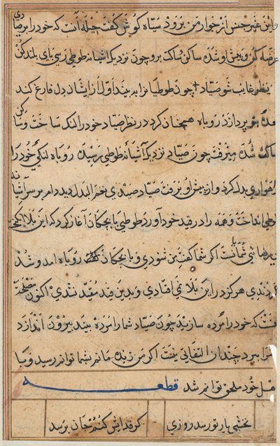 Page from Tales of a Parrot Tuti-nama: text page, c. 1560 by Unbekannt