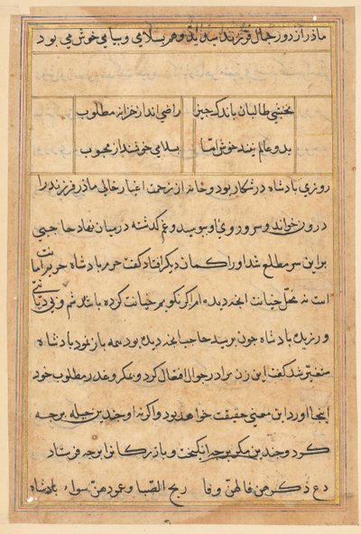 Page from Tales of a Parrot Tuti-nama: text page, c. 1560 by Unbekannt
