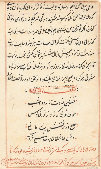 Page from Tales of a Parrot Tuti-nama: text page, c. 1560 by Unbekannt