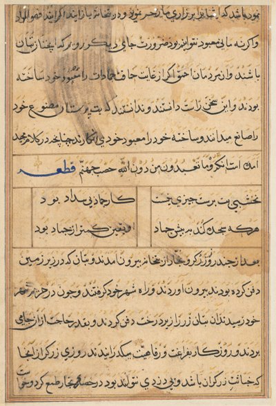 Page from Tales of a Parrot Tuti-nama: text page by Unbekannt