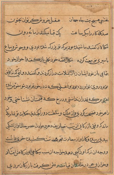 Page from Tales of a Parrot Tuti-nama: text page by Unbekannt