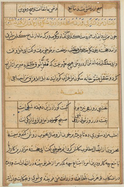 Page from Tales of a Parrot Tuti-nama: text page, c. 1560 by Unbekannt