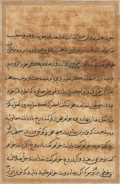 Page from Tales of a Parrot Tuti-nama: text page, c. 1560 by Unbekannt