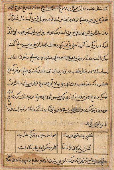 Page from Tales of a Parrot Tuti-nama: text page by Unbekannt