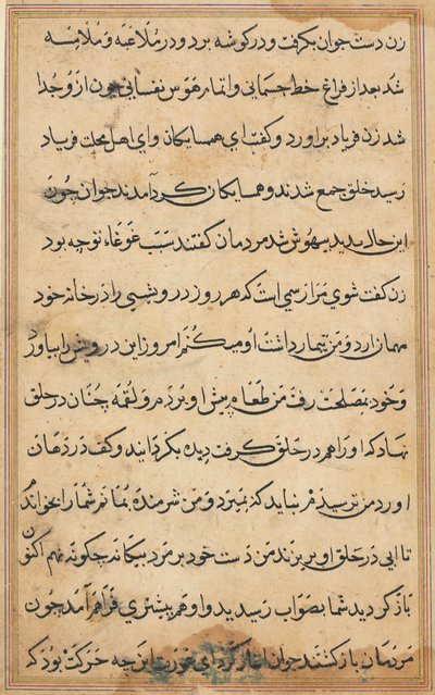 Page from Tales of a Parrot Tuti-nama: text page, c. 1560 by Unbekannt
