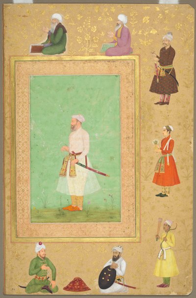 Page from the Late Shah Jahan Album: Portrait of Asaf Khan by Unbekannt