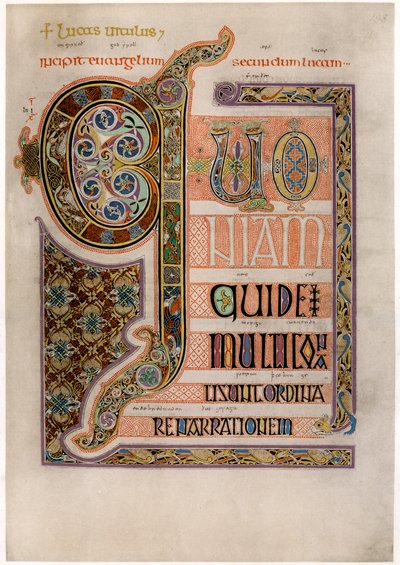 Page of Illuminated Text from the Gospel of St Luke, c700 by Unbekannt