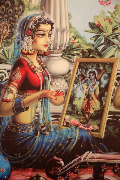 Radha Looking at a Picture of Krishna, India by Unbekannt