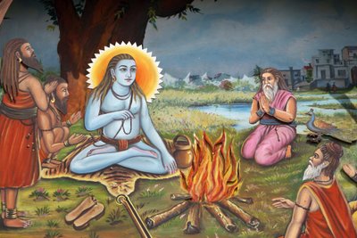 Holy Man Surrounded by Followers, Haridwar, India by Unbekannt