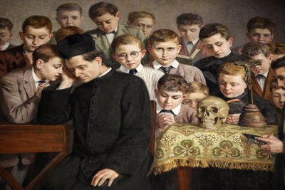 Painting depicting the life of Don Bosco in Santuario di Maria Ausiliatrice, Valdocco, Turin, Italy by Unbekannt