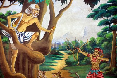 Painting depicting the life story of Shakyamuni Buddha, Wat Naxai, Vientiane, Laos by Unbekannt