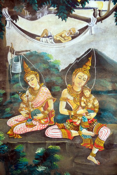 Painting depicting the life story of Shakyamuni Buddha, Wat Naxai, Vientiane, Laos by Unbekannt