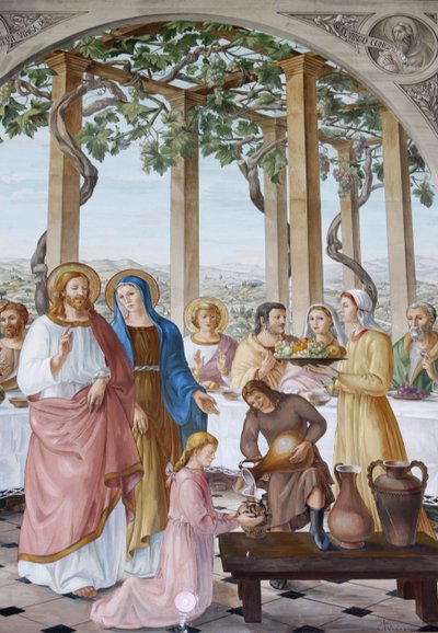 Painting in the Visitation Church: The Wedding at Cana, Ein Kerem, Israel by Unbekannt