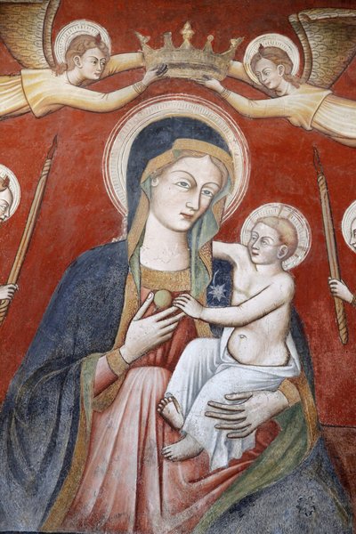Painting in the basilica di Santa Caterina, Galatina, Apulia: Angels crowning Mary holding Jesus, Galatina, Italy by Unbekannt