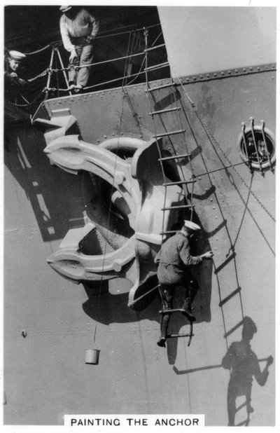 Painting the Anchor of the Aircraft Carrier HMS Courageous by Unbekannt