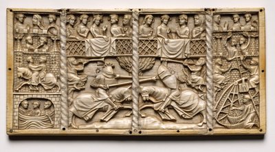 Panel from a Casket with Scenes from Courtly Romances, c. 1330-1350 or Later by Unbekannt