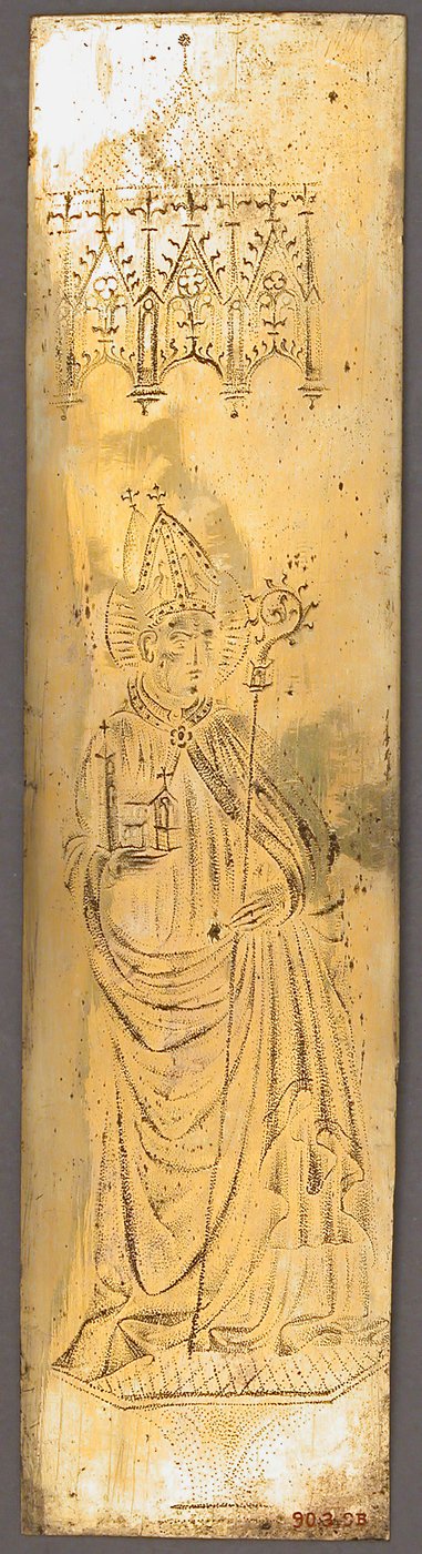 Panel from a Triptych with Bishop Saint, German, Mid-15th Century by Unbekannt