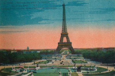 Panorama of the Jardins du Trocadéro and the Eiffel Tower, Paris, c1920 by Unbekannt