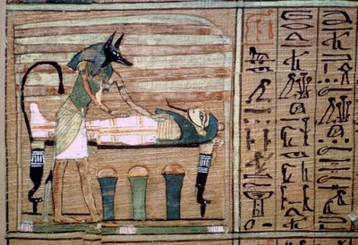 Papyrus of Anubis preparing a mummy by Unbekannt
