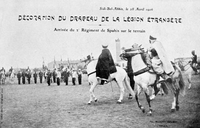 Parading of the flag of the French Foreign Legion, Sidi Bel Abbes, Algeria, 28 April 1906 by Unbekannt