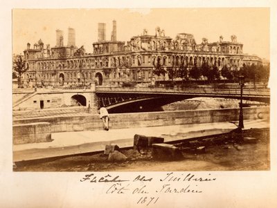 Paris Commune (1871): View of the Bridge of Arcole and the Hotel de Ville After the Fire of May 1871 by Unbekannt