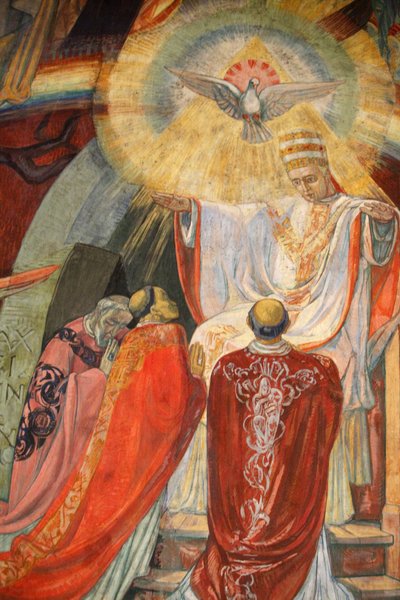 Saint-Esprit church fresco depicting Vatican II assembly, Paris, France by Unbekannt