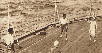 Partners - A game of deck tennis in the Renown, 1927, 1937 by Unbekannt