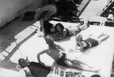 Passengers sunbathing on board a cruise ship, c1920s-c1930s by Unbekannt