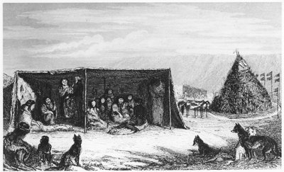 Patagonians in a Toldo or Skin Tent by Unbekannt